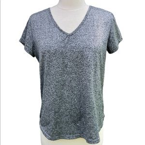 womens athletic shirt Sheer Peek-a-boo Vented Back V Neck Size M